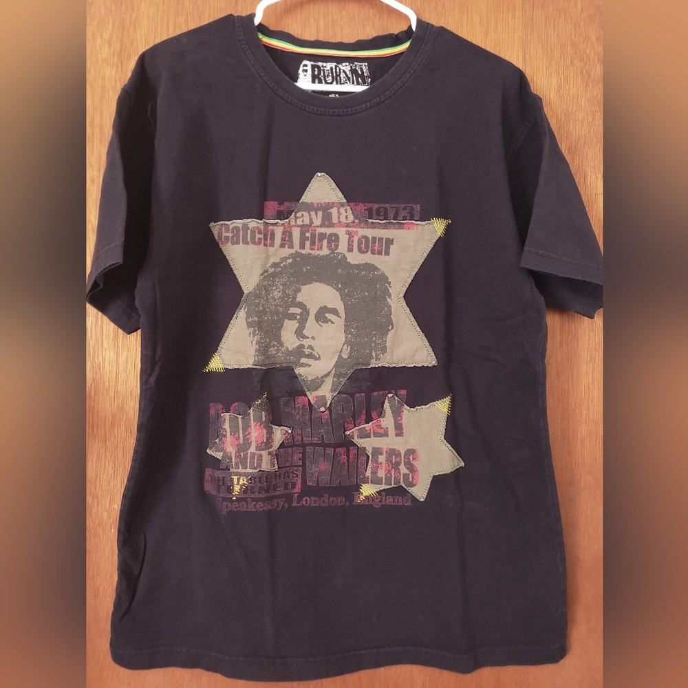 Vintage Rare Bob Marley  Catch A Fire Burning Tour May 1973 Mens Tshirt Size XL